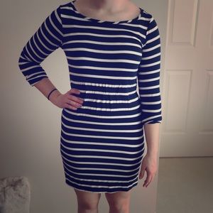 Navy stripes body-con dress